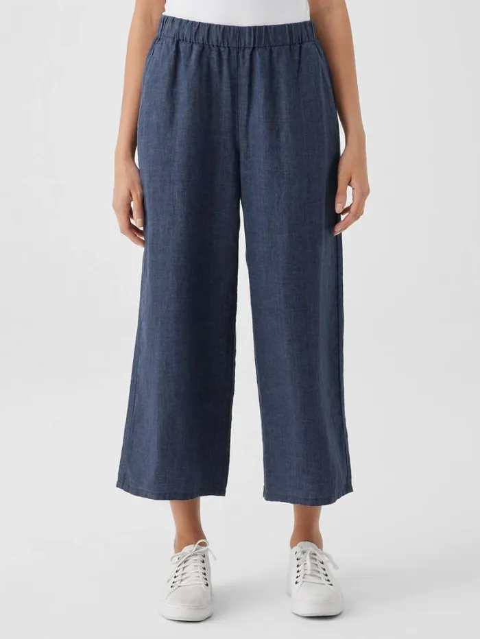 Eileen Fisher Pants Shorts and Jumpsuits Washed Organic Linen Dlav WideLegPant Dusk 8211 Shop