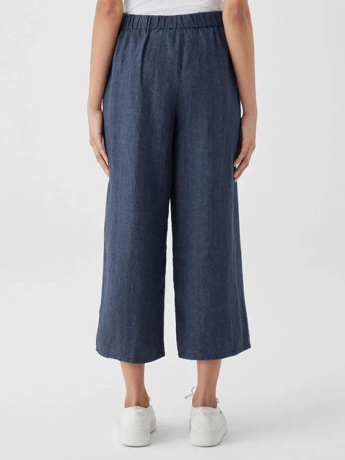 Eileen Fisher Pants Shorts and Jumpsuits Washed Organic Linen Dlav WideLegPant Dusk 8211 Shop