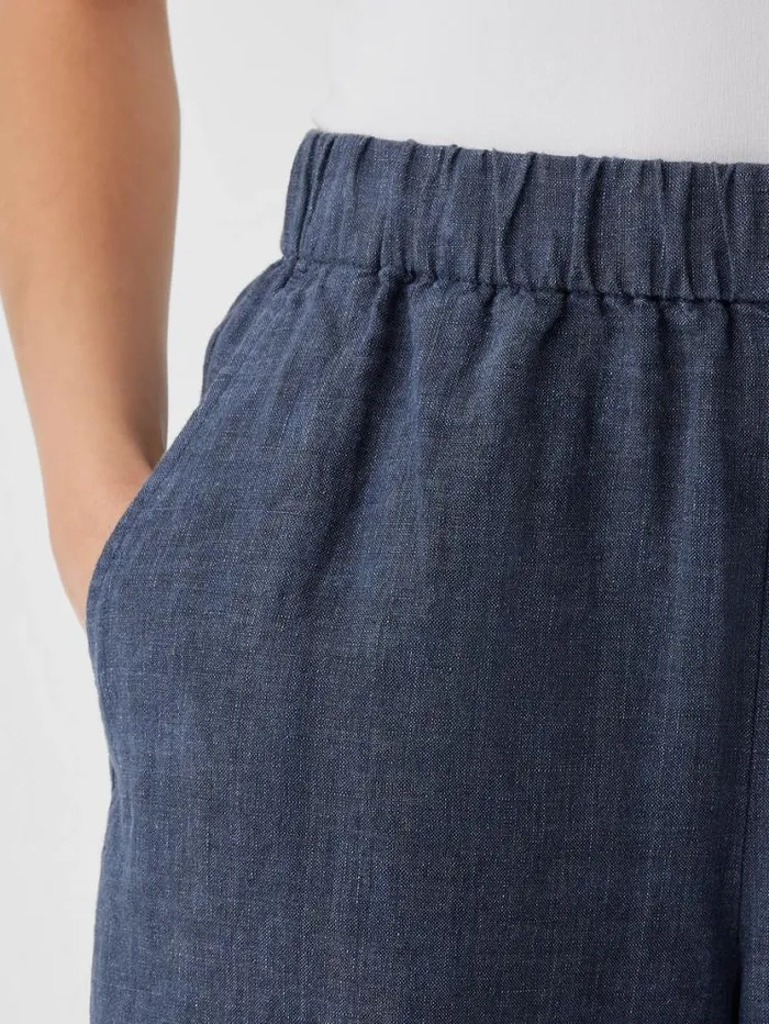 Eileen Fisher Pants Shorts and Jumpsuits Washed Organic Linen Dlav WideLegPant Dusk 8211 Shop