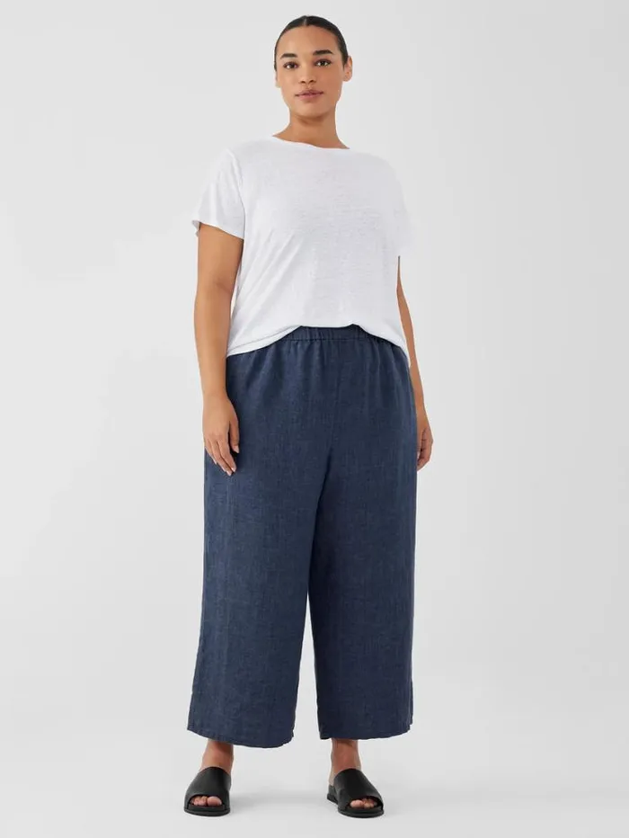 Eileen Fisher Pants Shorts and Jumpsuits Washed Organic Linen Dlav WideLegPant Dusk 8211 Shop