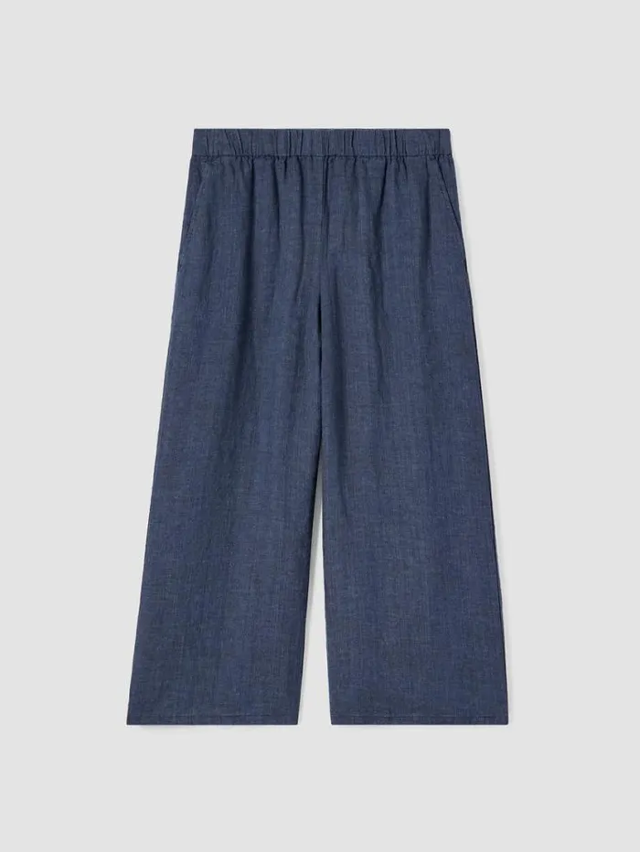 Eileen Fisher Pants Shorts and Jumpsuits Washed Organic Linen Dlav WideLegPant Dusk 8211 Shop