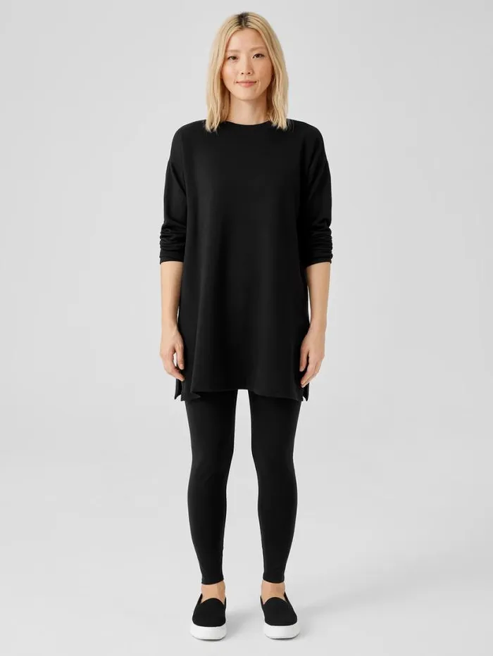Eileen Fisher Petite Cozy Brushed Terry Hug Crew Neck Long Top Black 8211 Shop