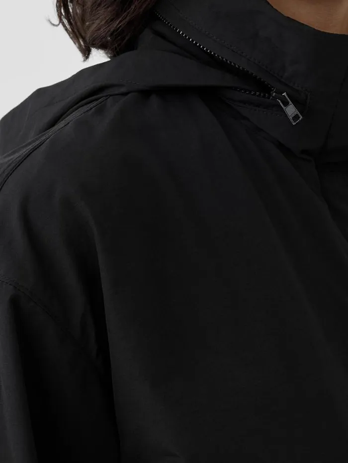 Eileen Fisher Petite Light Cotton Nylon Stand Collar Long Coat Black 8211 Shop