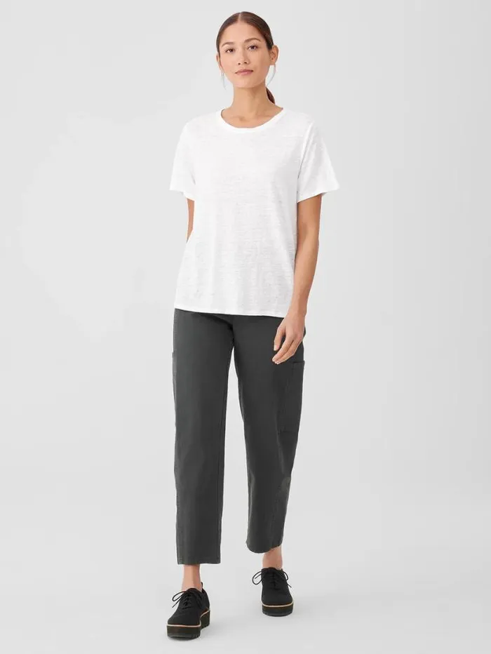 Eileen Fisher Petite Organic Linen Jersey Crew Neck Tee White 8211 Shop