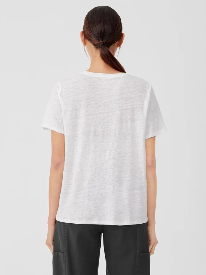 Eileen Fisher Petite Organic Linen Jersey Crew Neck Tee White 8211 Shop