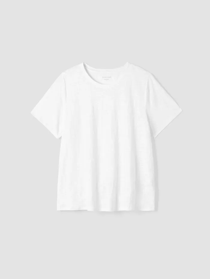 Eileen Fisher Petite Organic Linen Jersey Crew Neck Tee White 8211 Shop