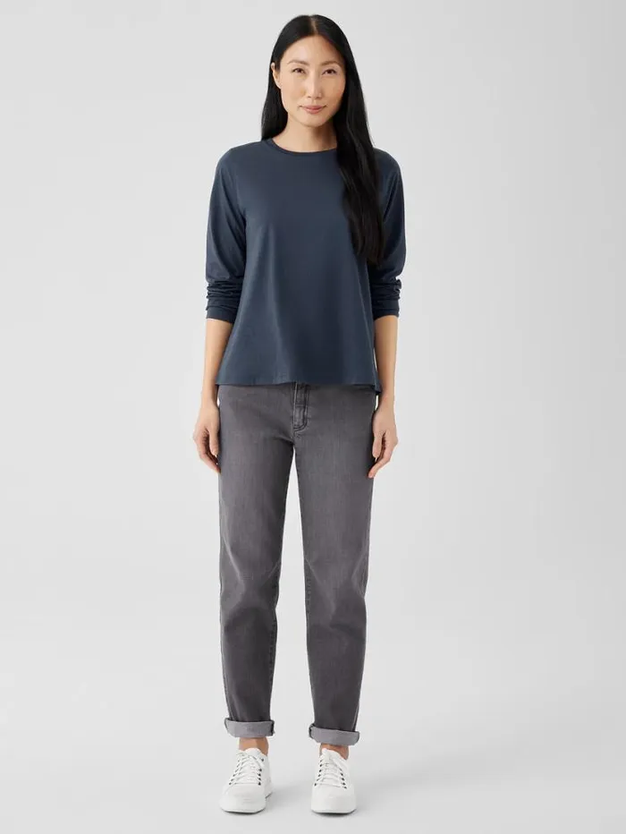 Eileen Fisher Petite Organic Pima Cotton Jersey LongSleeve Tee Ocean 8211 Shop