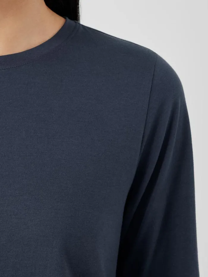 Eileen Fisher Petite Organic Pima Cotton Jersey LongSleeve Tee Ocean 8211 Shop