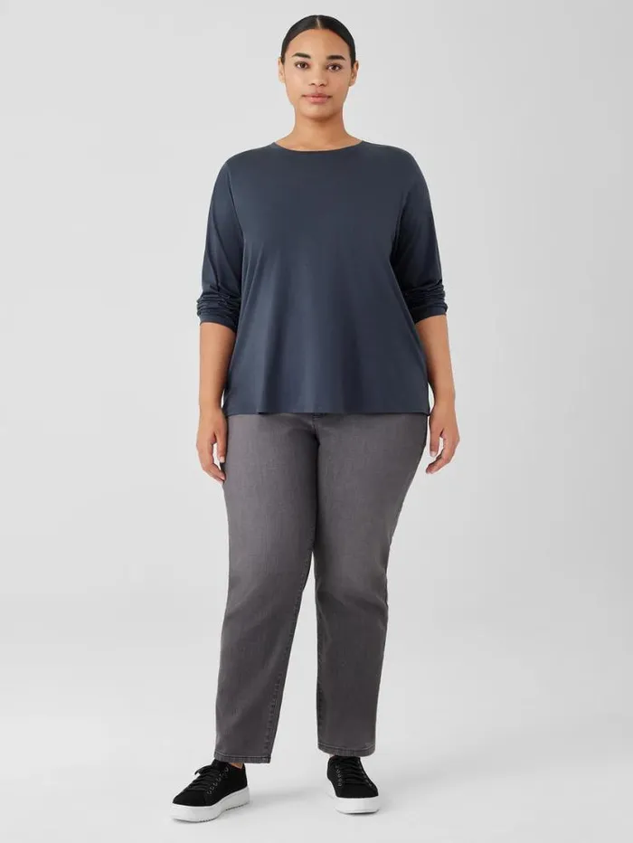Eileen Fisher Petite Organic Pima Cotton Jersey LongSleeve Tee Ocean 8211 Shop