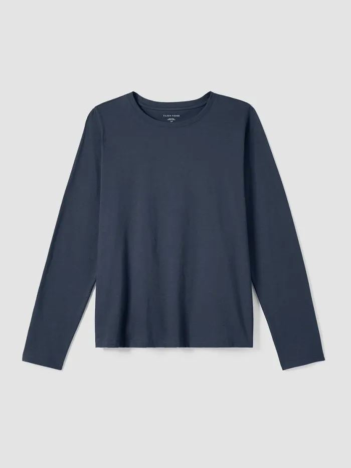 Eileen Fisher Petite Organic Pima Cotton Jersey LongSleeve Tee Ocean 8211 Shop