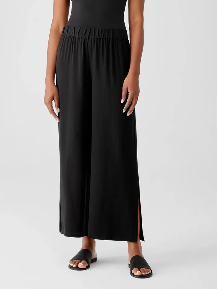 Eileen Fisher Petite Silk Georgette Crepe Pant With Slits Black 8211 Shop