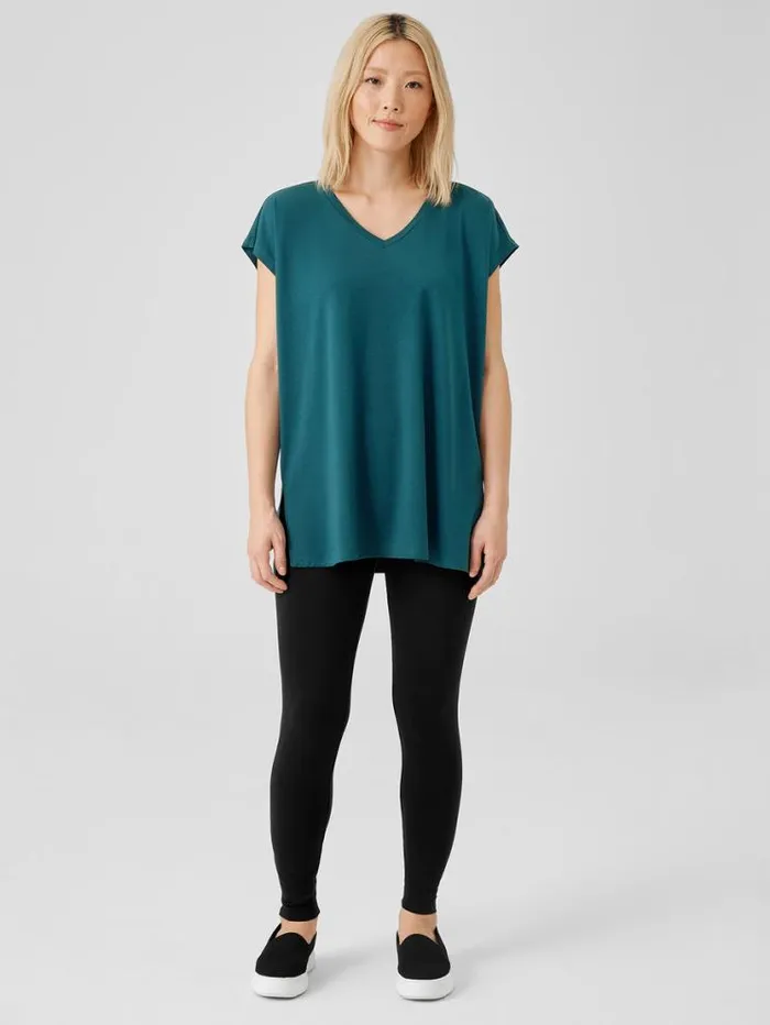 Eileen Fisher Petite Stretch Jersey Knit HighWaisted Leggings Black 8211 Shop
