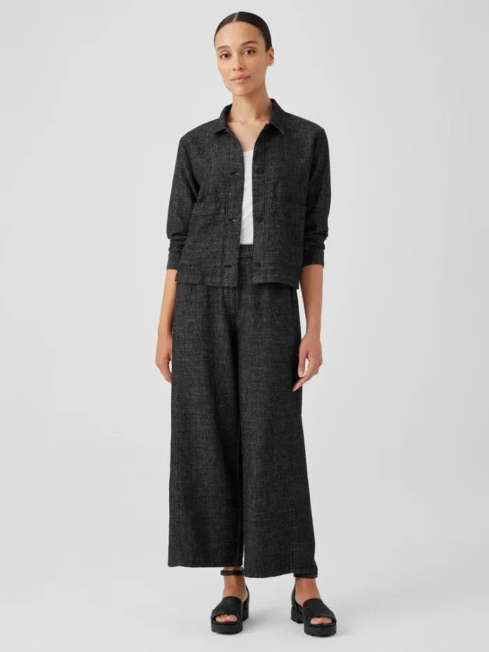 Eileen Fisher Petite Tweedy Hemp Cotton Classic Collar Jacket Black 8211 Shop