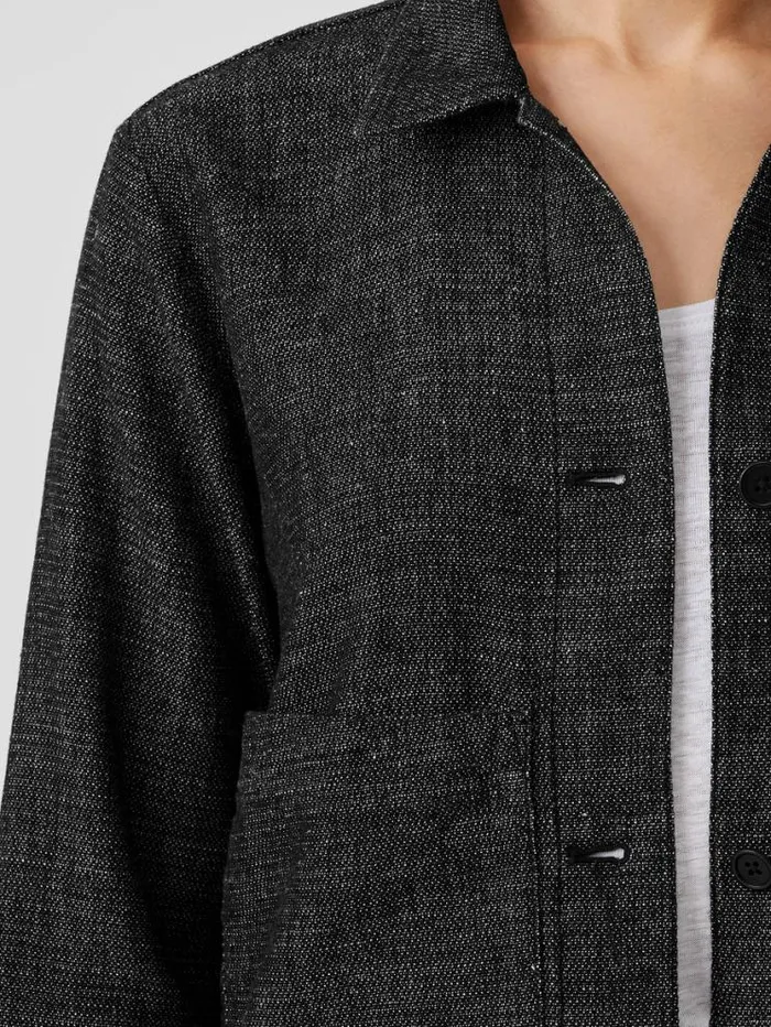 Eileen Fisher Petite Tweedy Hemp Cotton Classic Collar Jacket Black 8211 Shop
