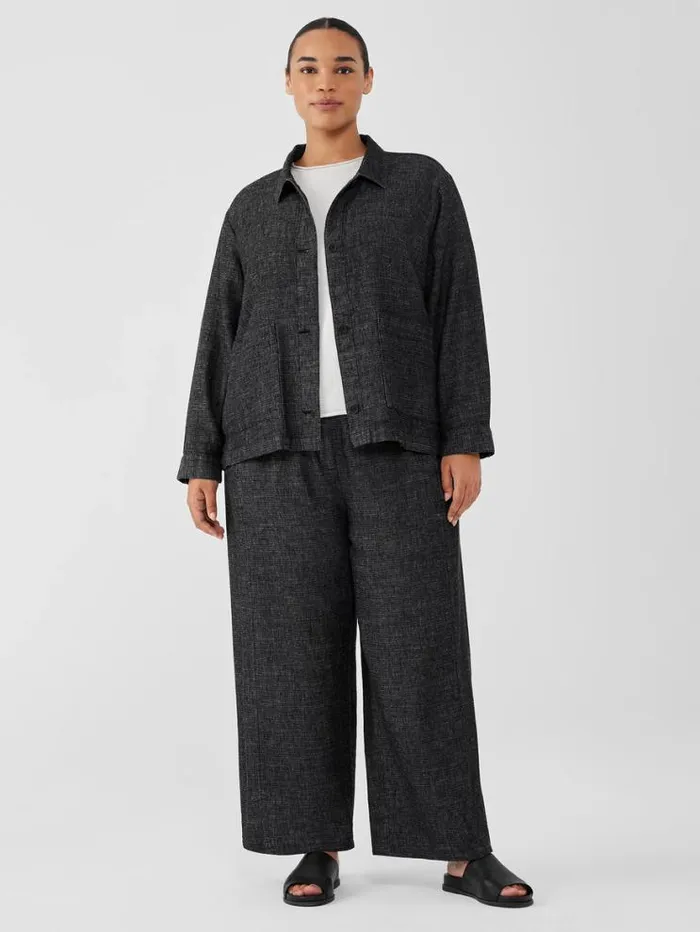 Eileen Fisher Petite Tweedy Hemp Cotton Classic Collar Jacket Black 8211 Shop