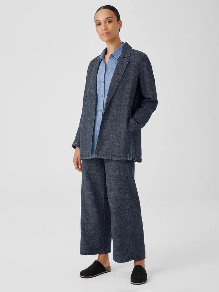 Eileen Fisher Petite Tweedy Hemp Cotton Long Blazer Denim 8211 Shop