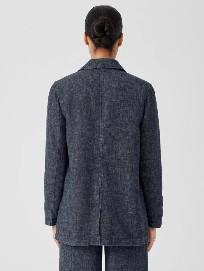 Eileen Fisher Petite Tweedy Hemp Cotton Long Blazer Denim 8211 Shop