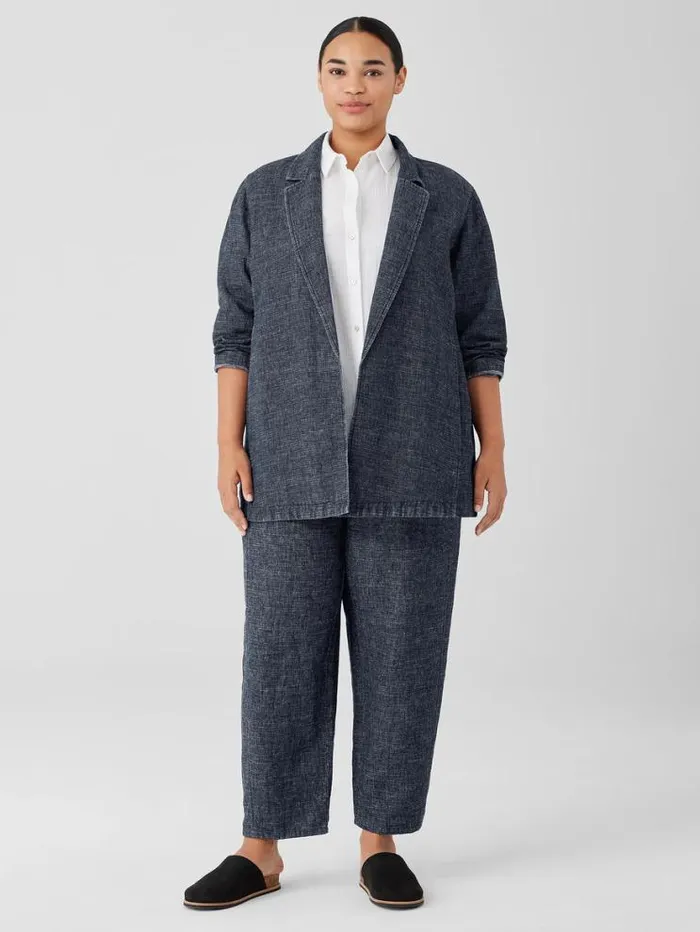 Eileen Fisher Petite Tweedy Hemp Cotton Long Blazer Denim 8211 Shop