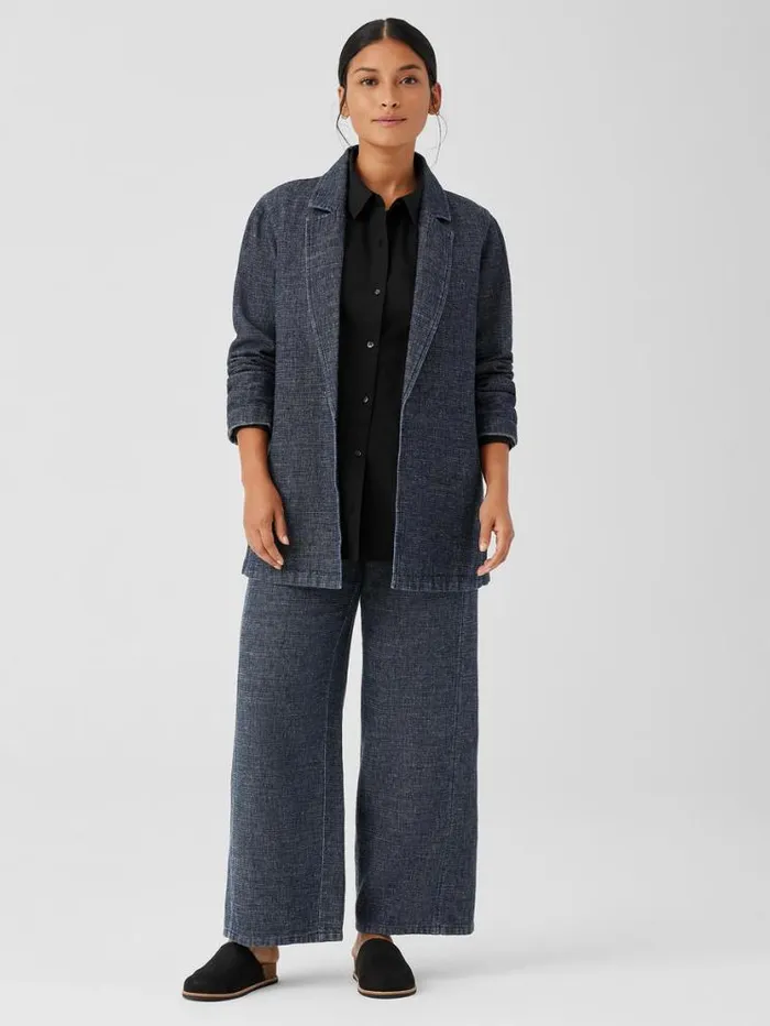 Eileen Fisher Petite Tweedy Hemp Cotton Long Blazer Denim 8211 Shop