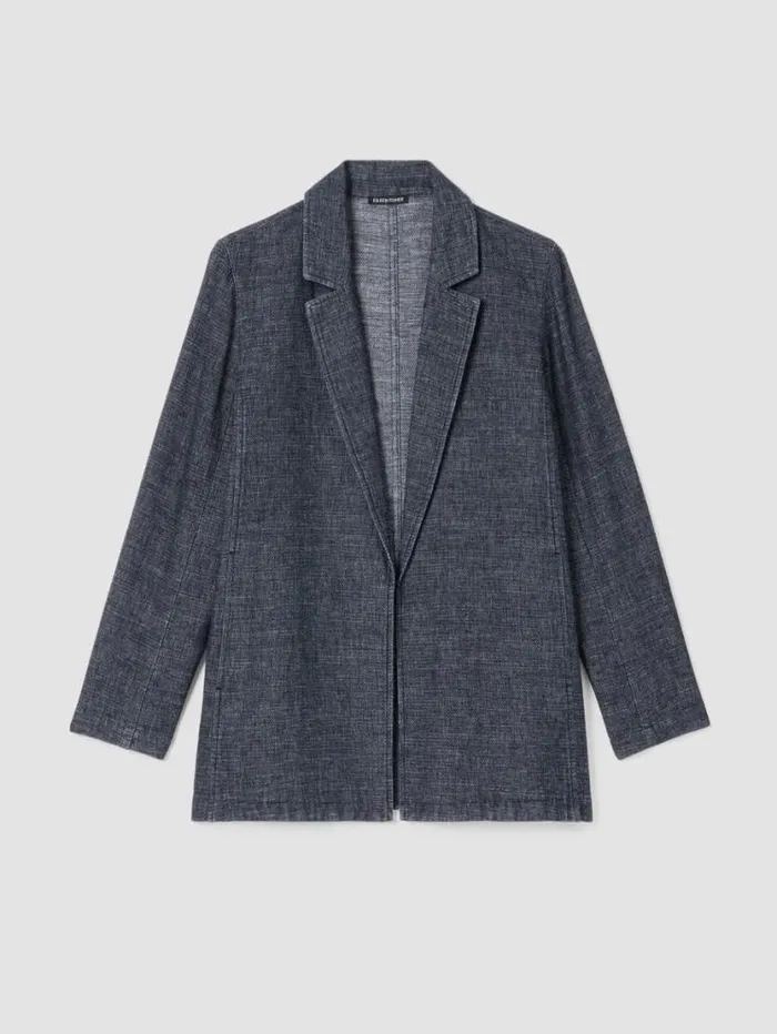 Eileen Fisher Petite Tweedy Hemp Cotton Long Blazer Denim 8211 Shop