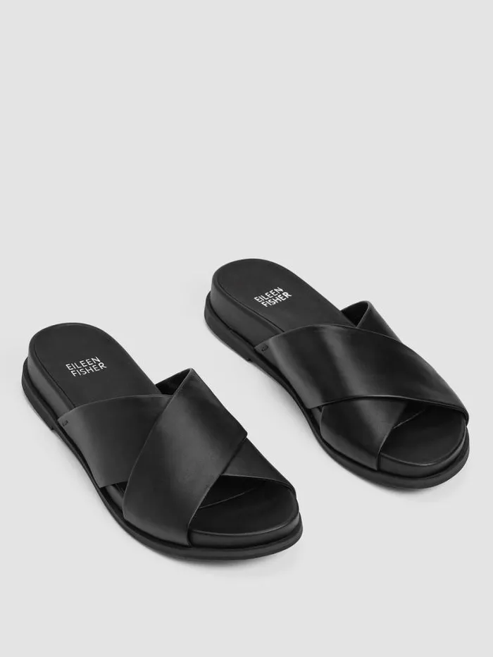 Eileen Fisher Shoes Dibs Nappa Leather Wedge Sandal Black 8211 Shop