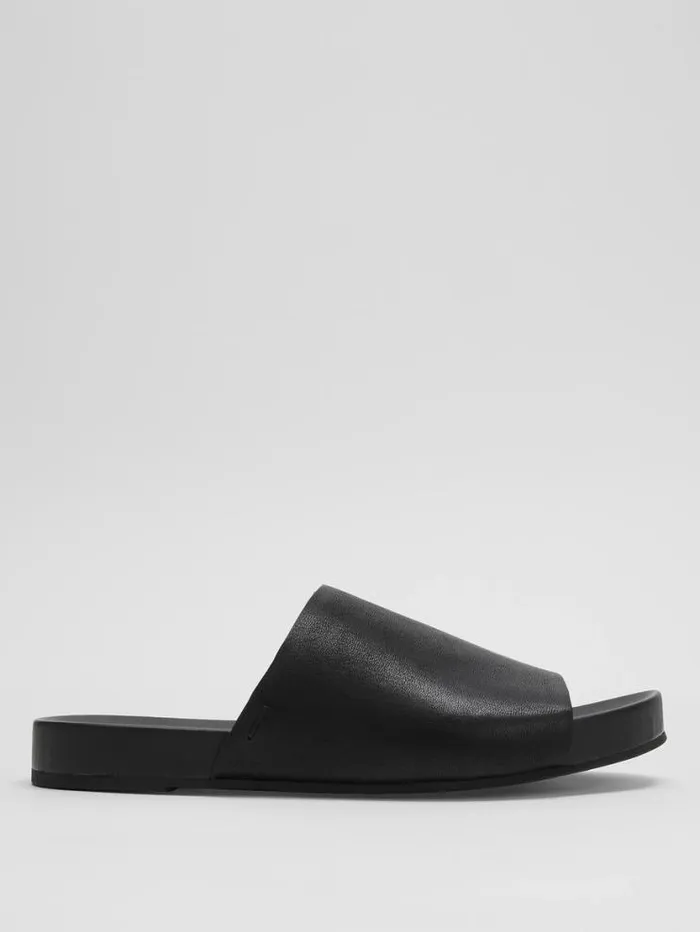 Eileen Fisher Shoes Mask Tumbled Leather Slide Sandal Black 8211 Shop