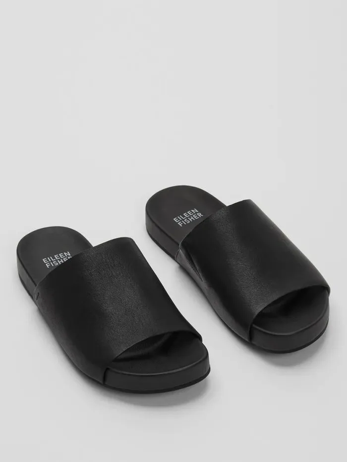 Eileen Fisher Shoes Mask Tumbled Leather Slide Sandal Black 8211 Shop