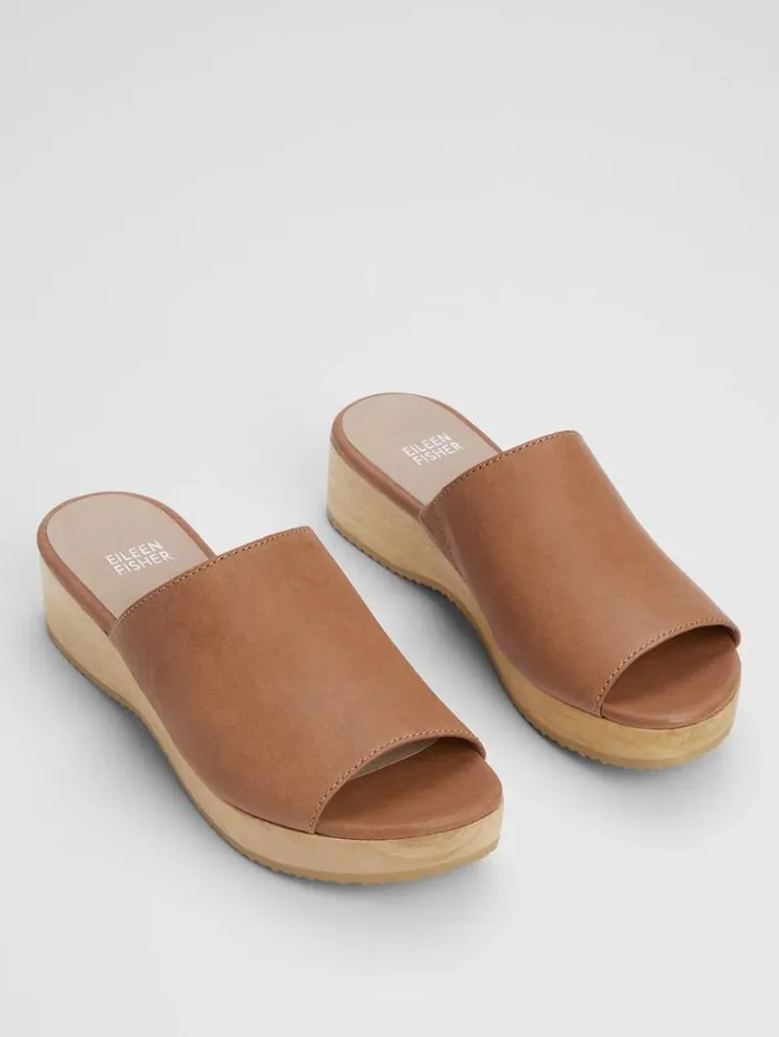 Eileen Fisher Shoes Novel Tumbled Leather Wedge Sandal Cognac 8211 Shop