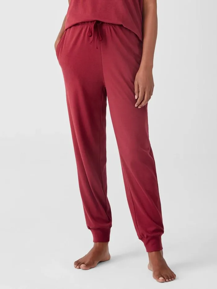 Eileen Fisher Sleepwear Cozy Organic Cotton Interlock Jogger Pant Cranberry 8211 Shop
