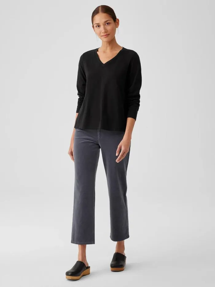 Eileen Fisher Tops and Tees Organic Cotton Slub VNeck Top Black 8211 Shop