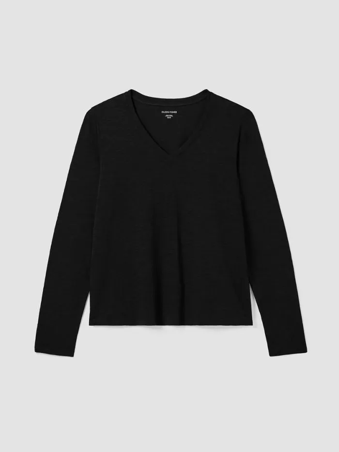 Eileen Fisher Tops and Tees Organic Cotton Slub VNeck Top Black 8211 Shop