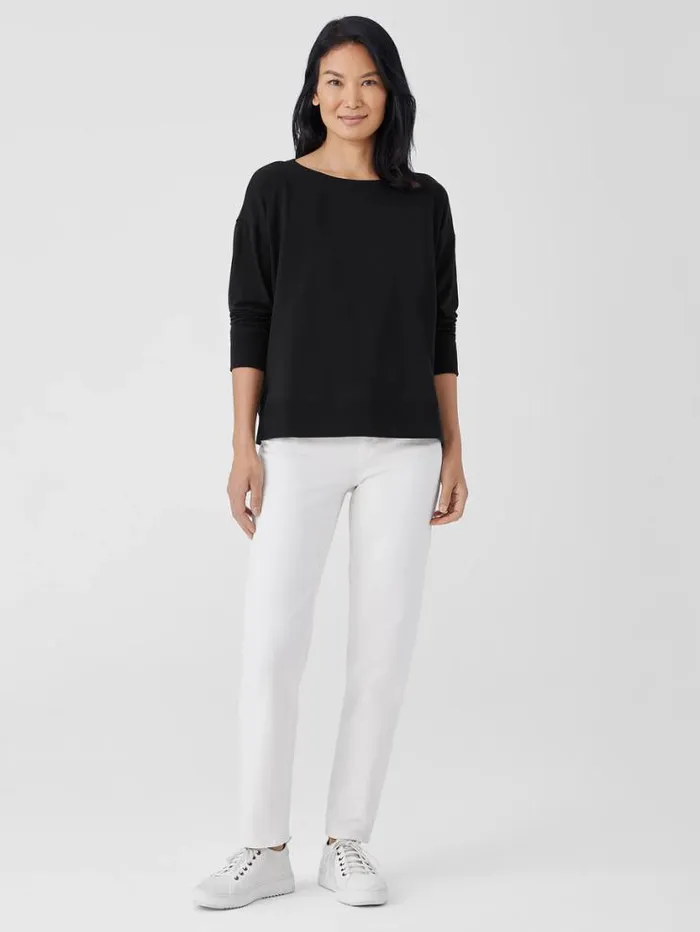 Eileen Fisher Tops and Tees Pima Cotton Stretch Jersey Bateau Neck Top Black 8211 Shop