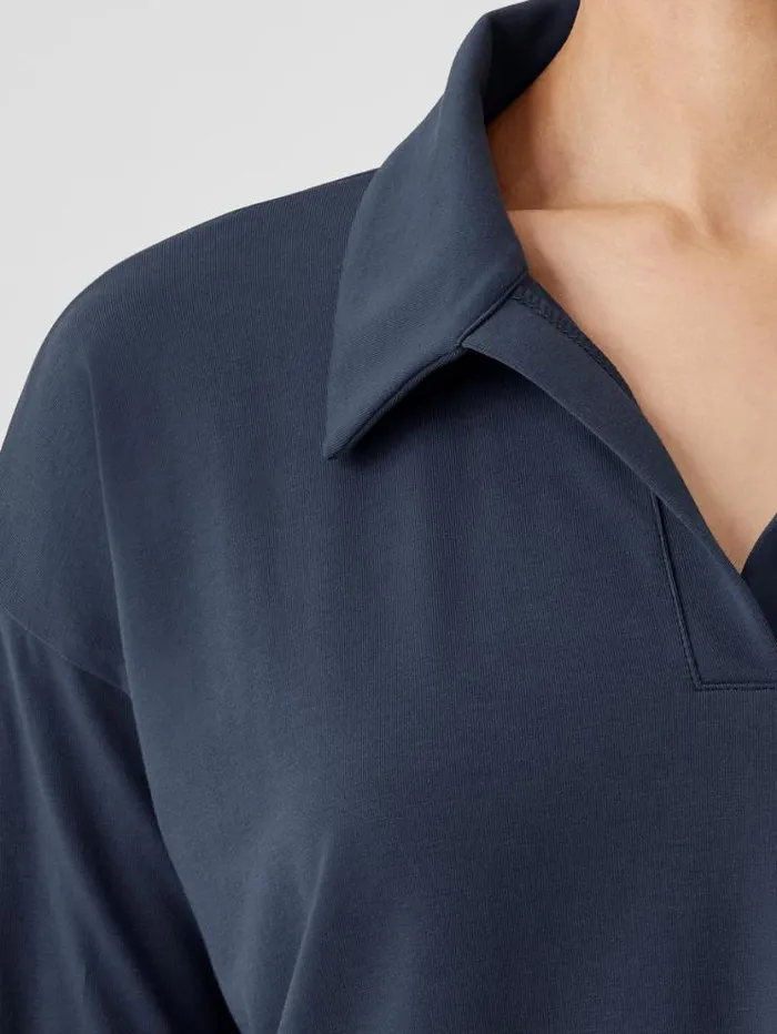 Eileen Fisher Tops and Tees Pima Cotton Stretch Jersey Classic CollarTop Ocean 8211 Shop