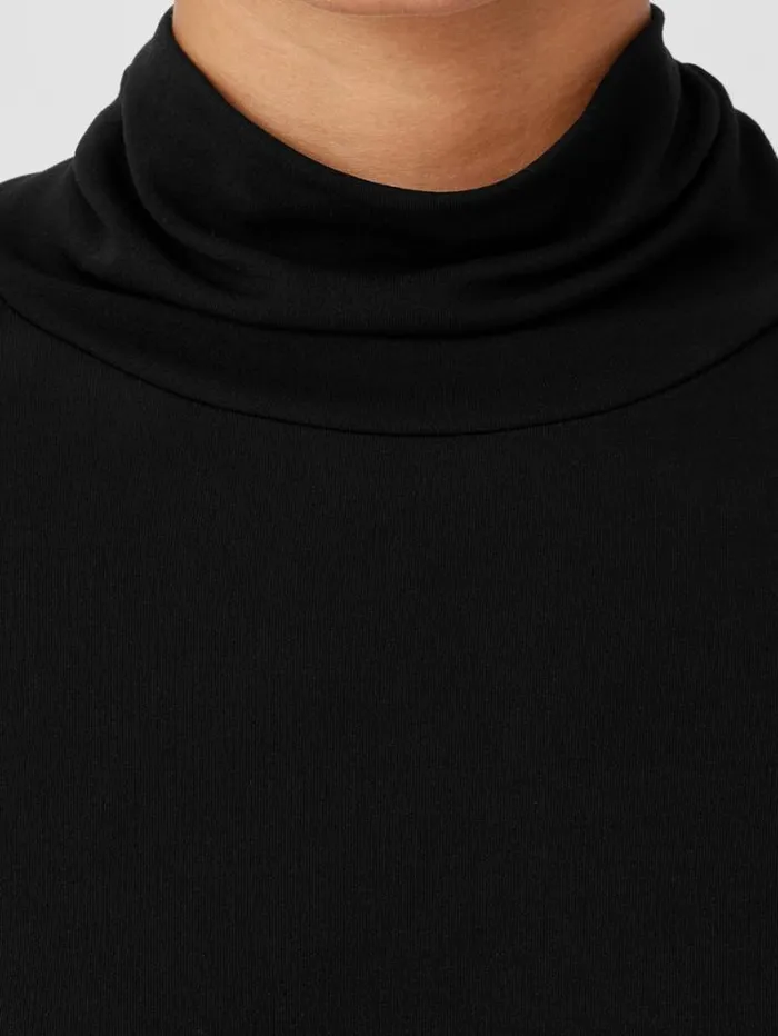 Eileen Fisher Tops and Tees Stretch Silk Jersey Scrunch Neck Top Black 8211 Shop