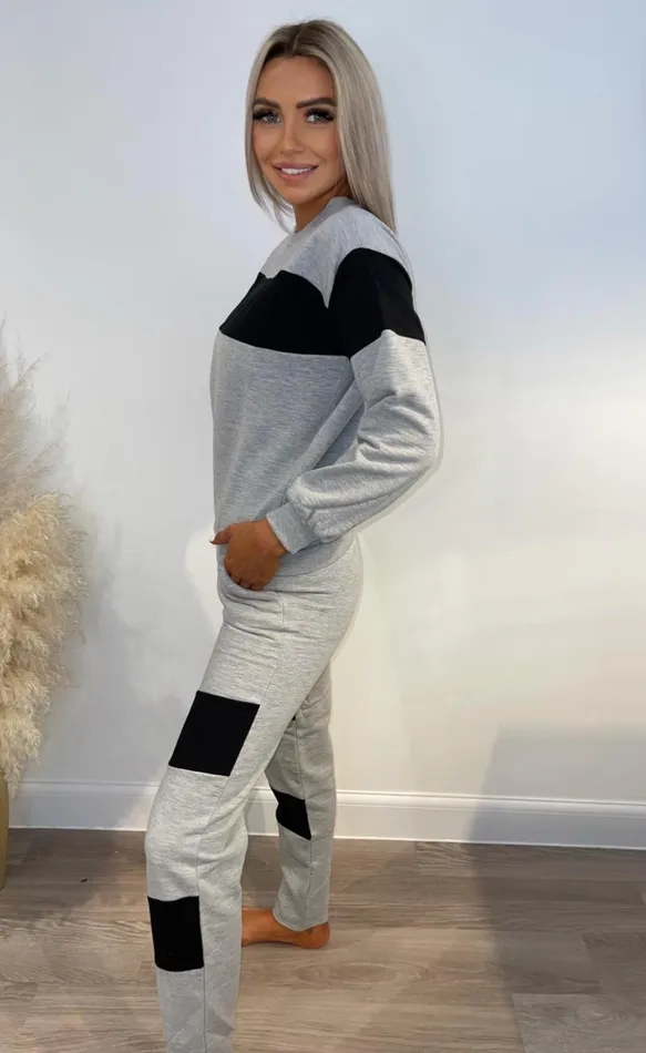 Ellie Grey Contrast Stripe Tracksuit Women Missfiga LoungewearTracksuits