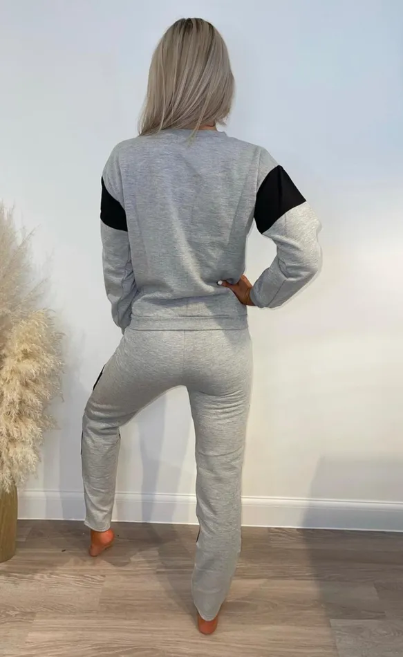 Ellie Grey Contrast Stripe Tracksuit Women Missfiga LoungewearTracksuits