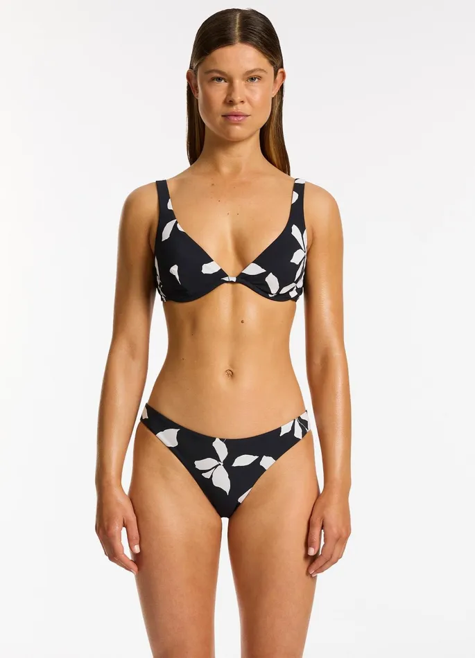 Elora Bloom Underwire Triangle Bikini Top Black Women JETS Australia Tri Bikini Tops