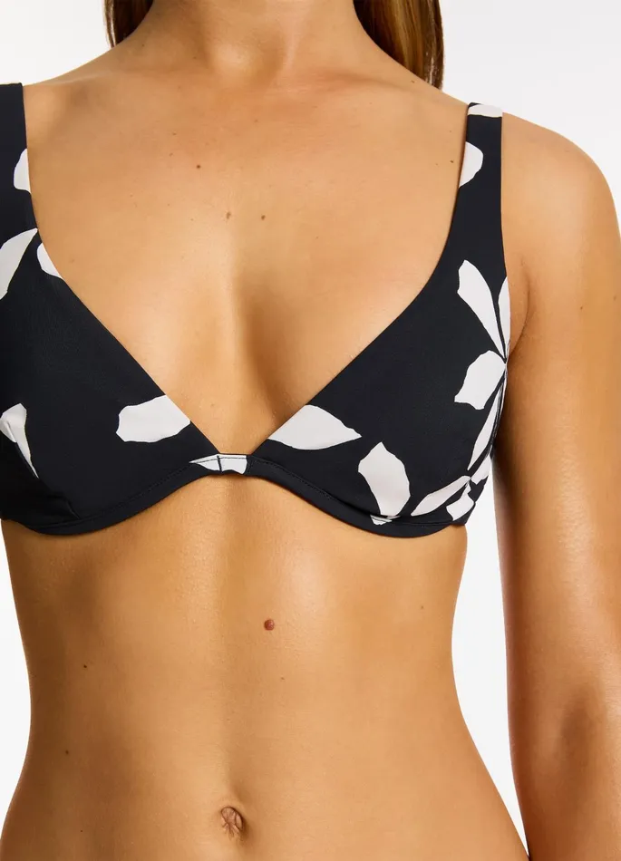 Elora Bloom Underwire Triangle Bikini Top Black Women JETS Australia Tri Bikini Tops