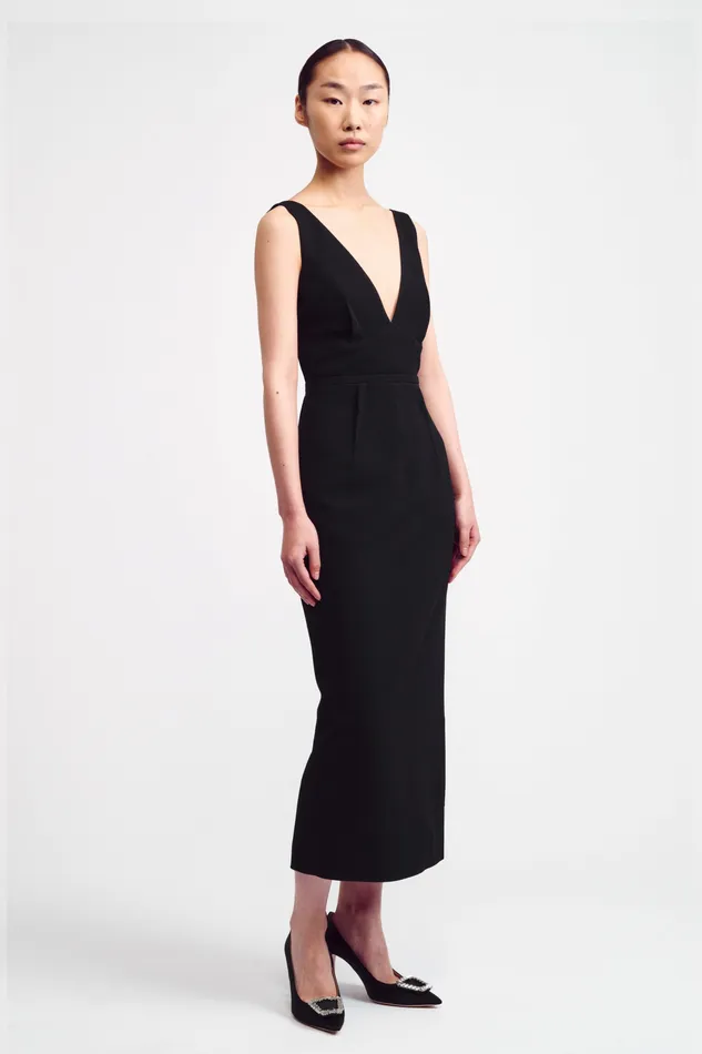 Emilia Wickstead Dresses Women Rara Dress in Black Double Crepe