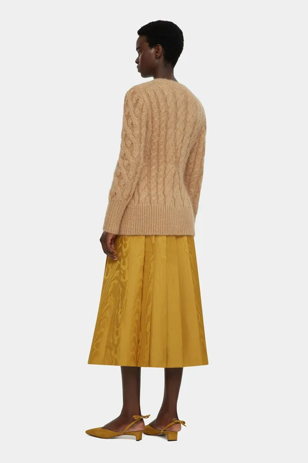 Emilia Wickstead Ross Cable Knit Cardigan in Beige Mohair Women Knitwear Emilia Wickstead Ross Cable Knit Cardigan in Beige Mohair Women Knitwear
