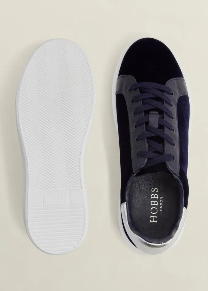 Flats Women HOBBS Cosima Velvet Trainer Navy
