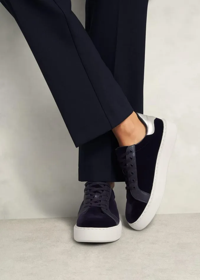 Flats Women HOBBS Cosima Velvet Trainer Navy