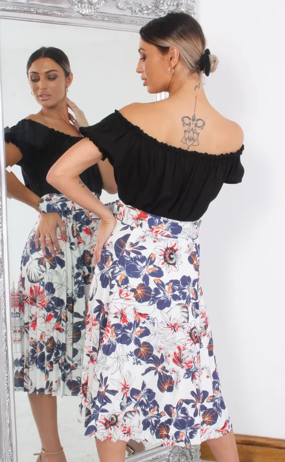 Floral Pleated Midi Skirt Women Missfiga SkirtsShorts Floral Pleated Midi Skirt Women Missfiga SkirtsShorts