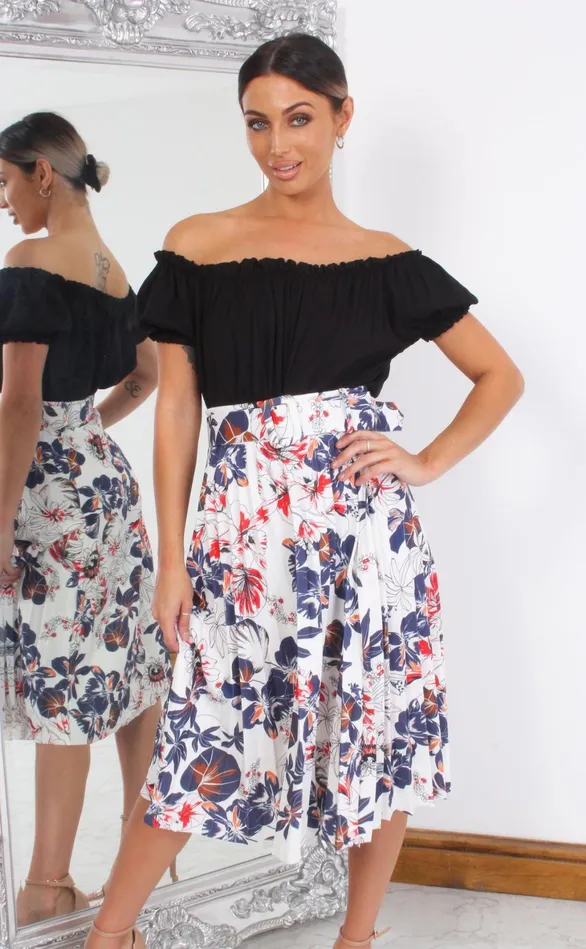 Floral Pleated Midi Skirt Women Missfiga SkirtsShorts Floral Pleated Midi Skirt Women Missfiga SkirtsShorts
