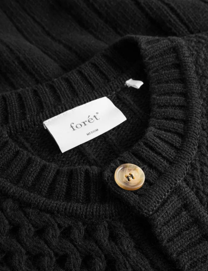 Fort Knitwear HYBRID CABLE CARDIGAN Black 8211 Men