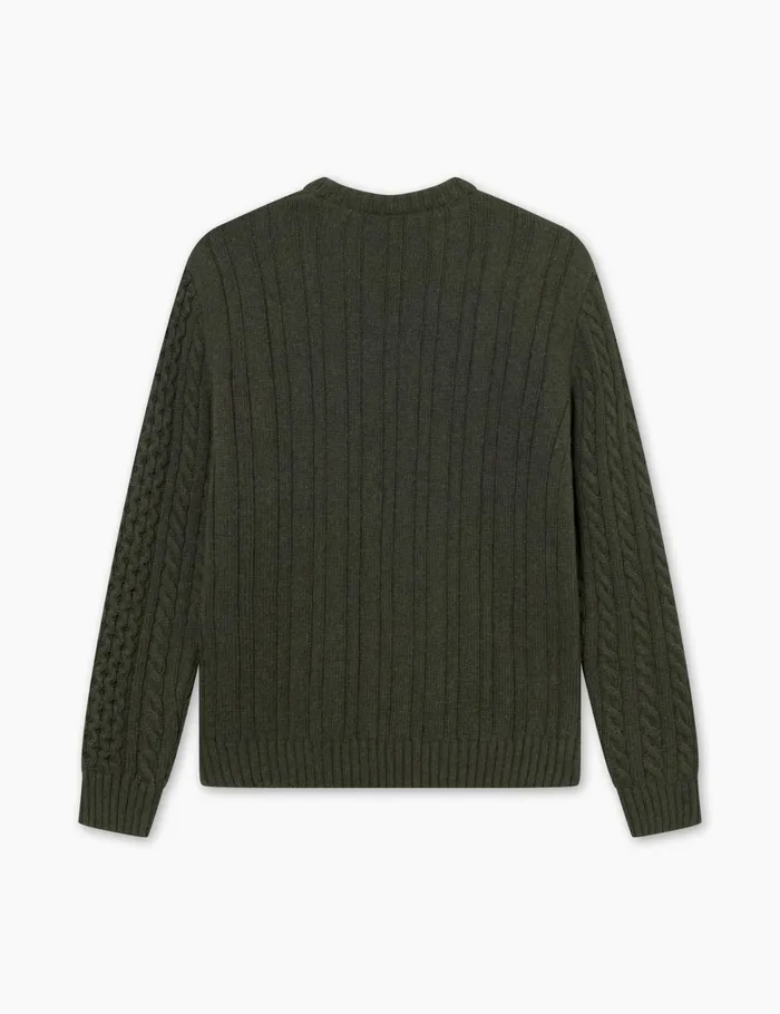 Fort Knitwear HYBRID CABLE KNIT Dark Moss 8211 Men Fort Knitwear HYBRID CABLE KNIT Dark Moss 8211 Men