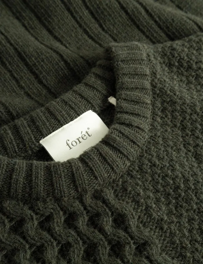 Fort Knitwear HYBRID CABLE KNIT Dark Moss 8211 Men Fort Knitwear HYBRID CABLE KNIT Dark Moss 8211 Men