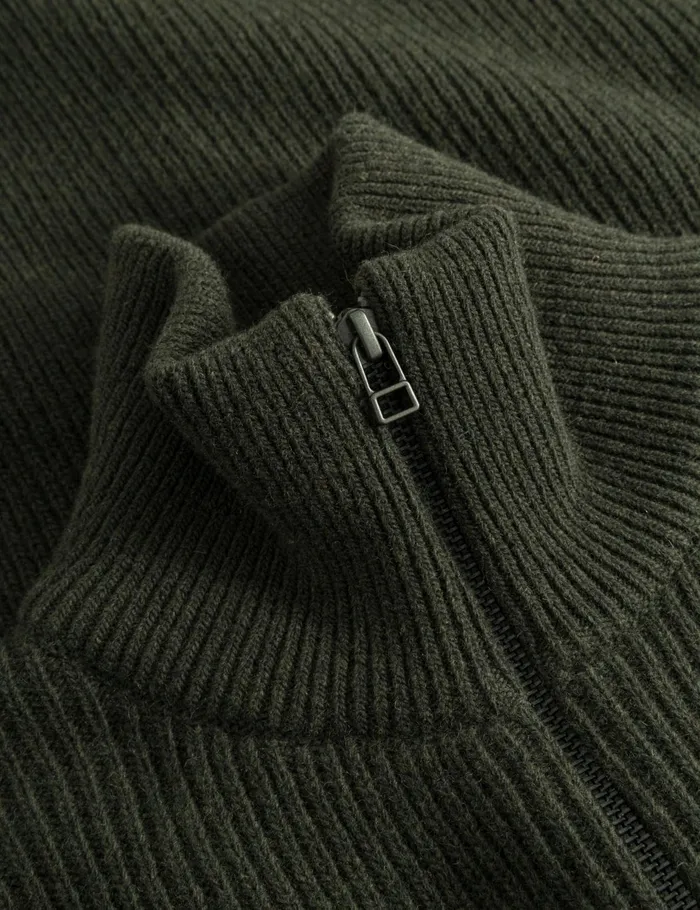 Fort Knitwear MARSH RIB ZIP HIGH NECK Dark Moss 8211 Men Fort Knitwear MARSH RIB ZIP HIGH NECK Dark Moss 8211 Men