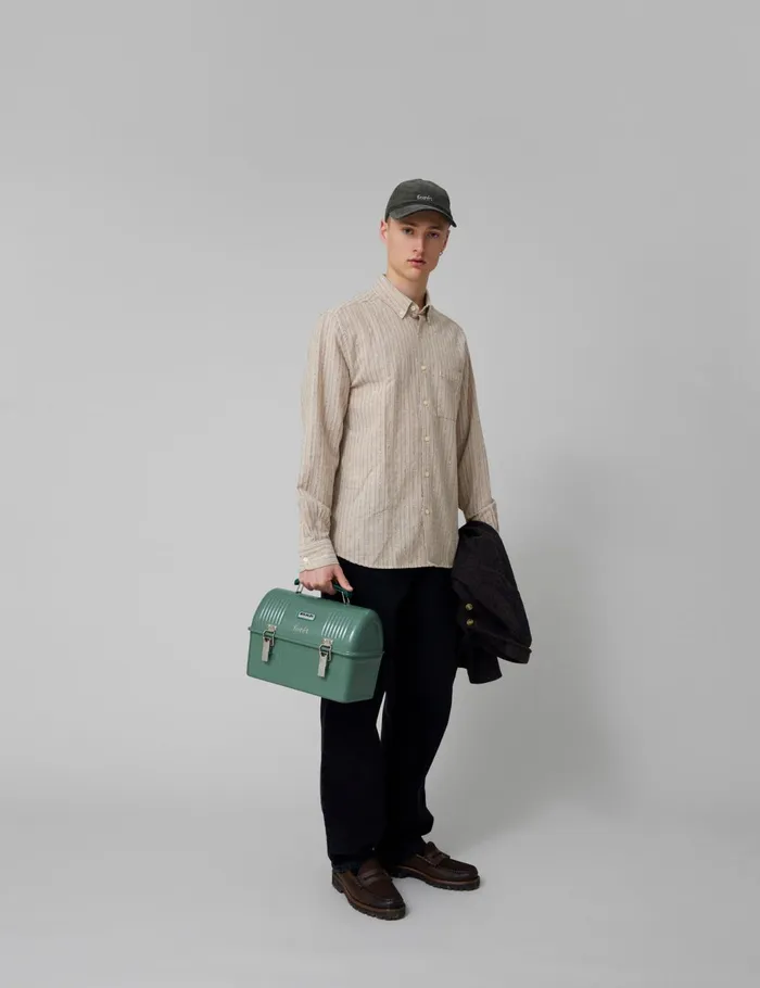 Fort Shirts CAMP LINEN SHIRT Khaki Stripe 8211 Men Fort Shirts CAMP LINEN SHIRT Khaki Stripe 8211 Men