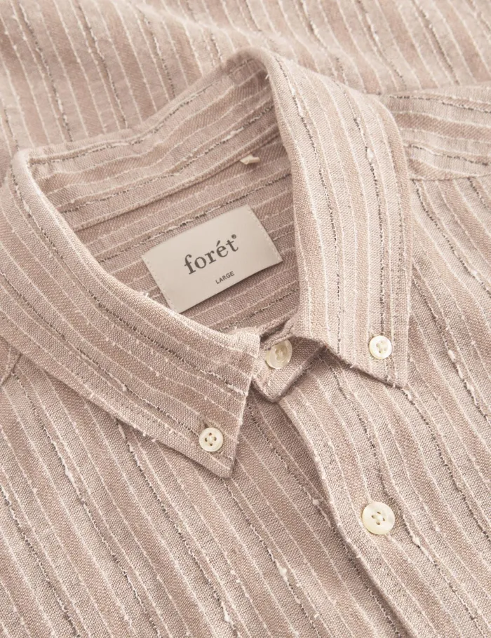 Fort Shirts CAMP LINEN SHIRT Khaki Stripe 8211 Men Fort Shirts CAMP LINEN SHIRT Khaki Stripe 8211 Men